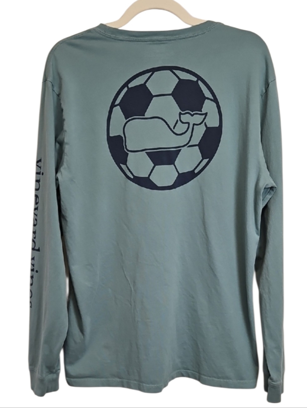 Vineyard Vines Seafoam Green Long-Sleeve Pocket Tee-  Soccer, Size Medium